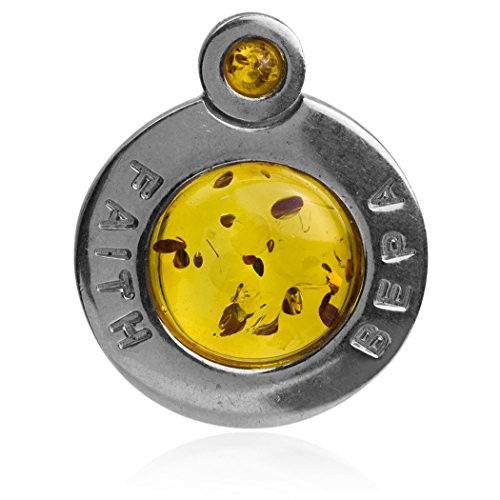 Ian and Valeri Co. Amber Sterling Silver Faith Hope Style Round Pendant Ian and Valeri Co. Amber Sterling Silver Faith Hope Style Round Pendant