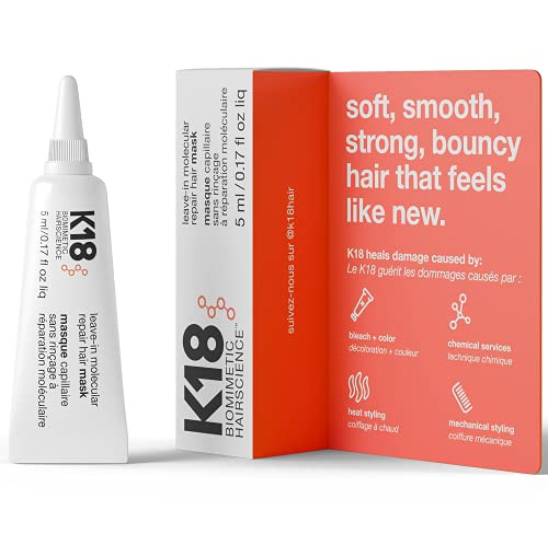 K18 4 Minute Leave-In Molecular Repair Hair Mask to Clinically Reverse Hair Damage, 5ml K18 4 Minute Leave-In Molecular Repair Hair Mask to Clinically Reverse Hair Damage, 5ml
