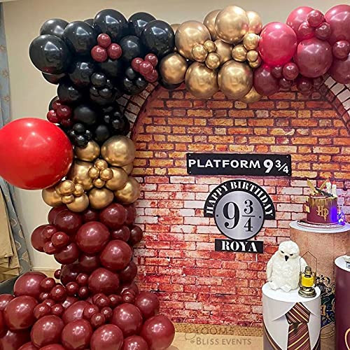 105 pcs Harry Potter Balloons Arch Garland Party Decoration Balloon Gold Red Black Balloon Harry Potter Party Supplies for Harry Potter Theme Birthday Party Decorations