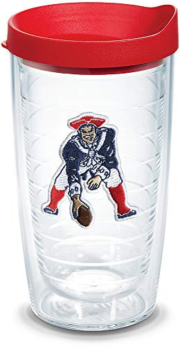Tervis NFL New England Patriots Legacy Tumbler with Emblem and Red Lid 16oz, Clear