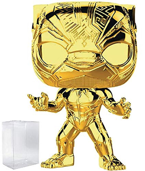 Marvel: Studio's 10th Anniversary - Black Panther (Gold Chrome) Funko Pop! Vinyl Figure (Includes Compatible Pop Box Protector Case)