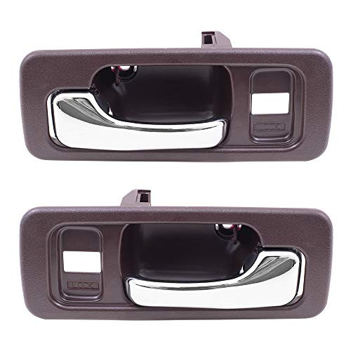 Brock Replacement Pair Set Front Inside Red  and  Chrome Power Door Handles w/Lock Hole Compatible with Accord Sedan 72165-SM4-003ZD 72125-SM4-003ZD