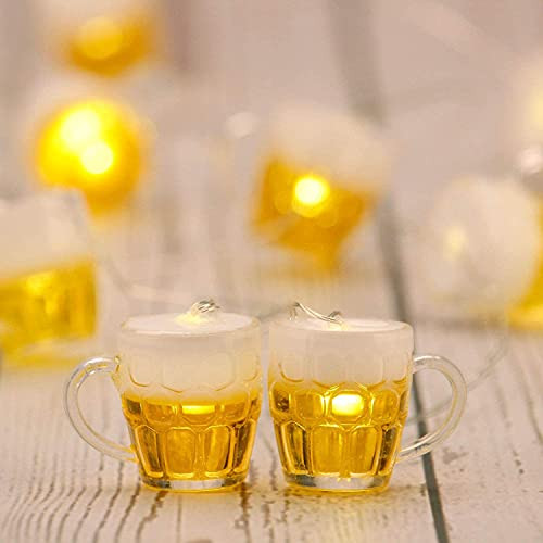 Flavcharm Decorative String Lights, Battery Operated LED Fairy Lights, Beer Cup Summer Lights String with Remote for Bedroom, Bar, Birthday, Christmas Tree Decor