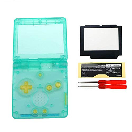 Full Housing Shell Housing Case Cover Button Screen Lens Replacement for Gameboy Advance SP GBA SP Shell Case with Buttons Kit -Clear Teal-