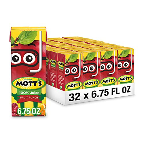 Mott's 100 percent Fruit Punch Juice, 6.75 Fluid Ounce Box, 8 Count -Pack of 32-