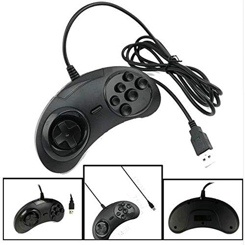 Calvas for SEGA Genesis/MD2 Y1301 USB Gamepad Game Controller 6 Buttons SEGA USB Gaming Joystick Holder for PC MAC Mega Drive Gamepads - -Color: Black-