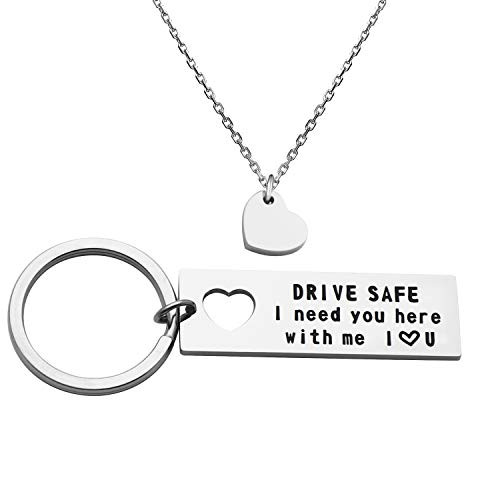 Faylora Drive Safe I Need You Here With Me Keychain Heart Necklace Set Trucker Husband Gift Valentines Day Gift For Boyfriend Girlfriend -Drive Safe ,I Need You Here With Me- Faylora Drive Safe I Need You Here With Me Keychain Heart Necklace Set Trucker Husband Gift Valentines Day Gift For Boyfriend Girlfriend -Drive Safe ,I Need You Here With Me-