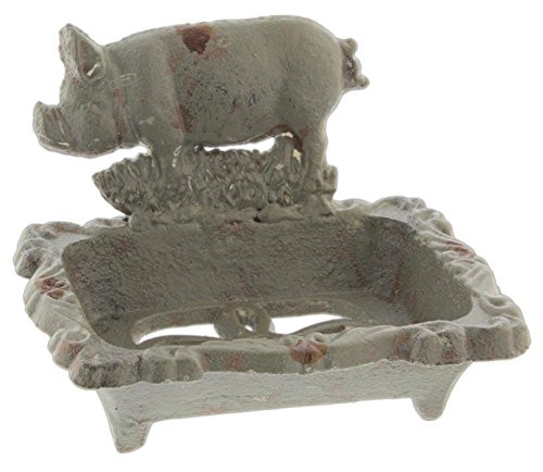 Park Hill Farmhouse Style Cast Iron Pig Soap Dish