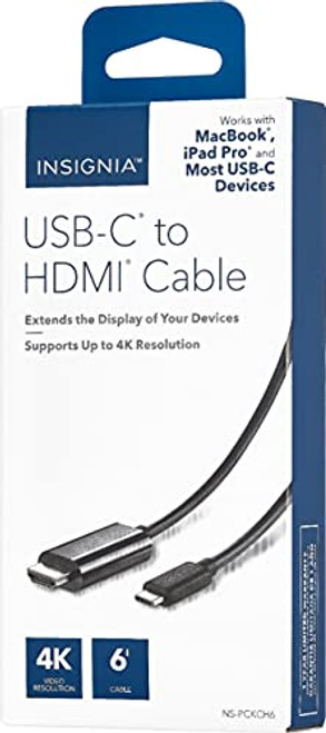 Insignia 6 USB-C to HDMI Cable - Black - Model: NS-PCKCH6 Insignia 6 USB-C to HDMI Cable - Black - Model: NS-PCKCH6