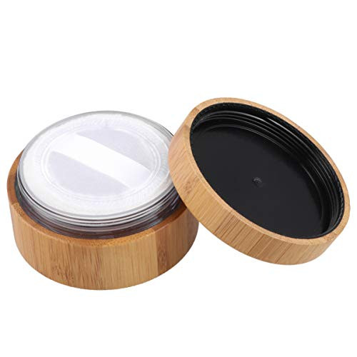 HEALLILY 1Pc Bamboo Make-up Loose Powder Box Case Empty Loose Powder Container Container Holder with Sifter Lids and Powder Puff