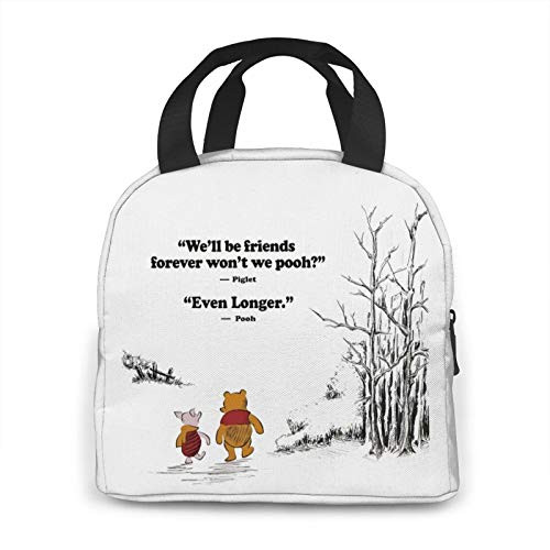 WORUIJIA Winnie-The-Pooh And Piglet Lunch Bags For Women Best Friend Friendship Quote Gift Tote Box For Men Picnic Travel