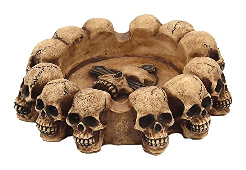 Ashtray , Human Skull Ashtray Resin Figurine,Cigarette Ashtray for Indoor or Outdoor Use?Ash Holder for Smokers,Desktop Smoking Ash Tray for Home Office Decoration