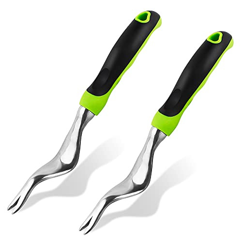 HUSWELL Hand Weeder Tool, 2 PCS Garden Weeding Tools with Ergonomic Handle, Stainless Weed Remover for Yard Garden Lawn Farmland Transplant Gardening Bonsai Tools HUSWELL Hand Weeder Tool, 2 PCS Garden Weeding Tools with Ergonomic Handle, Stainless Weed Remover for Yard Garden Lawn Farmland Transplant Gardening Bonsai Tools