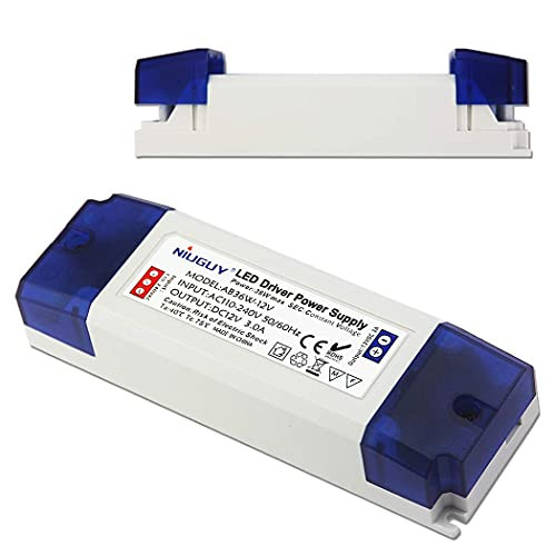 120VAC to DC 12V 3A LED transformer Driver, NiuGuy 36W LED Power Supply for Under Cabinet Puck, Lights Strips, G4 MR11 MR16 LED Light Bulbs
