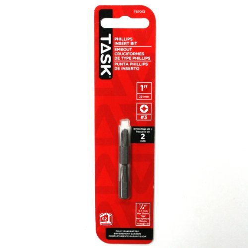 Task Tools T67013 1-Inch Number-3 Phillips Insert Bit, Pack of 2