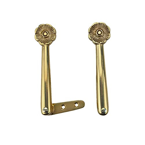 Renovators Supply Stair Carpet Runner Holder Clips Decorative Floral Design Solid Cast Brass PVD Finish 5 Inches Long Carpet Clips Easy Install Carpet Rug Holder Clips Includes Mounting Hardware