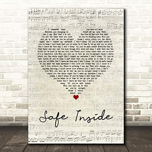 Safe Inside Script Heart Song Lyric Quote Music Print Safe Inside Script Heart Song Lyric Quote Music Print