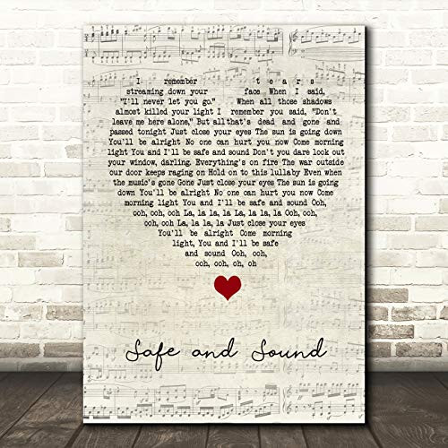 Safe and Sound Script Heart Song Lyric Quote Music Print Safe and Sound Script Heart Song Lyric Quote Music Print
