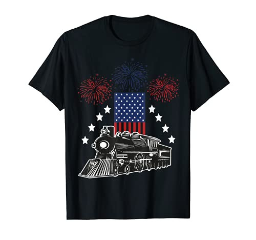 Train railway locomotive Engine American Flag 4th of July T-Shirt Train railway locomotive Engine American Flag 4th of July T-Shirt