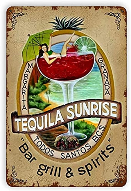 Cocktail Metal Sign, Tequila Sunrise Retro Metal Tin Signs Bar Club Cafe Home Farm Posters for Man Cave Garage Art Wall Decor Plaque 8x12 Inch Cocktail Metal Sign, Tequila Sunrise Retro Metal Tin Signs Bar Club Cafe Home Farm Posters for Man Cave Garage Art Wall Decor Plaque 8x12 Inch