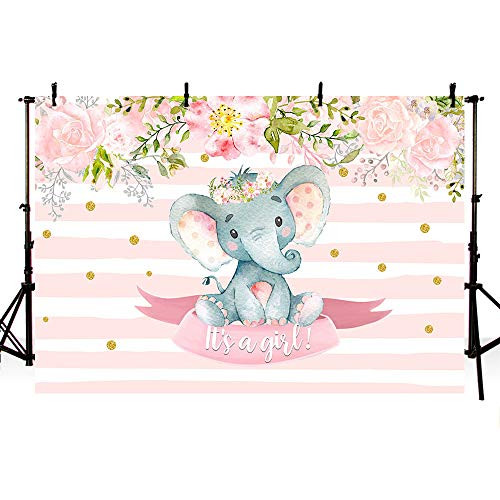 MEHOFOTO 7x5ft Sweet Elephant Girl Princess Baby Shower Party Decorations Pink Stripes Gold Polka Dots Backdrop Pink Floral It's A Girl Photography Background Photo Banner MEHOFOTO 7x5ft Sweet Elephant Girl Princess Baby Shower Party Decorations Pink Stripes Gold Polka Dots Backdrop Pink Floral It's A Girl Photography Background Photo Banner