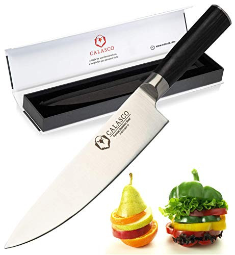 Professional 8 Inch Chef Knife | High Carbon German Stainless Steel Kitchen Knife for Chopping, Slicing, Dicing & Mincing | Razor Sharp Out Of The Box & Ergonomic Pakka Wood Handle  GlFT Package