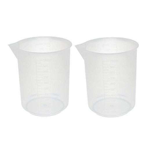 IIVVERR 2Pcs Kitchen Labotary 1000mL Plastic Measuring Cup Jug Pour Spout Container -2Pcs Kitchen Labotary 1000mL Taza de medición de plástico Jarra Pour Spout Container
