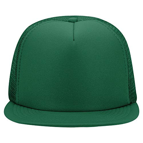 Otto SNAP Round Flat Visor High Crown Mesh Back 5 Panel Trucker Snapback - Kelly