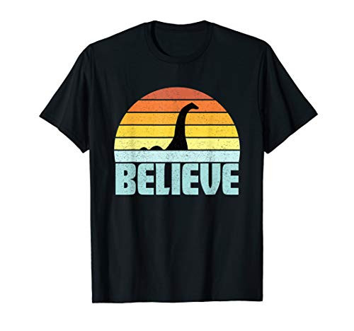Believe Nessie Loch Ness Monster Retro Sunset Party Gift T-Shirt