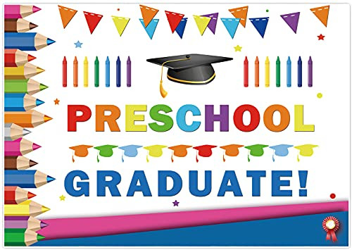 Dudaacvt 7x5ft Preschool Graduate Backdrop for Kids Photography School Prom Party Supplies Decoration Banner Kindergarten Prek Congrats Grad Graduation Class of 2021 Ceremony Background D497
