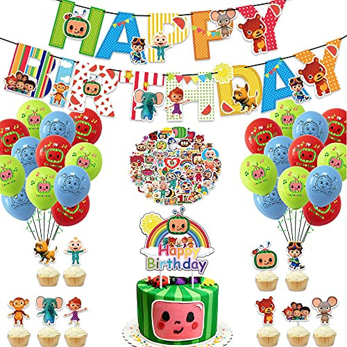 Cocomelon Birthday Party Supplies, 86PCS Cocomelon Birthday Party Decorations Kit Include Cocomelon Stickers, Cake Cupcake Toppers, Birthday Banner, Balloons, Party Favors for Kids 1st 2nd Birthday Cocomelon Birthday Party Supplies, 86PCS Cocomelon Birthday Party Decorations Kit Include Cocomelon Stickers, Cake Cupcake Toppers, Birthday Banner, Balloons, Party Favors for Kids 1st 2nd Birthday