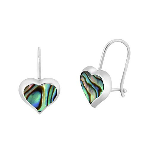 Adorable Ocean Hearts Abalone Shell and .925 Sterling Silver Ear Wire Earrings