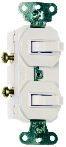 Legrand-Pass & Seymour 690WGCCC5 Combination 2 Single Pole Switches with Ground 15-Amp 120-volt/277-volt, White
