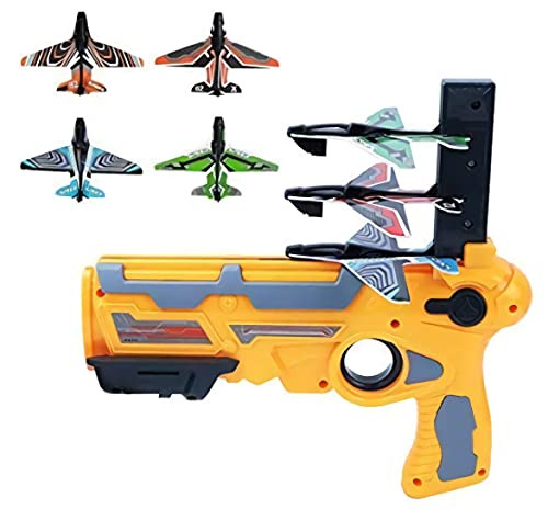 TFDXIH Bubble Catapult Plane Toy Airplane, Catapult Plane Toys for Kids Boys Girls,One-Click Ejection Model Foam Airplane with 4 Pcs Glider Airplane Launcher, Fun Outdoor Sport Toys Gifts