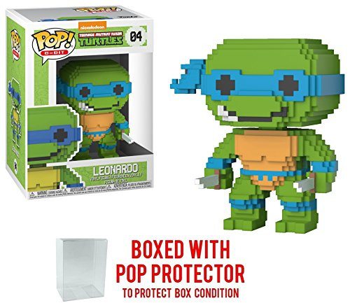 Funko 8-Bit Pop! Teenage Mutant Ninja Turtles - Leonardo Vinyl Figure (Bundled with Pop BOX PROTECTOR CASE)
