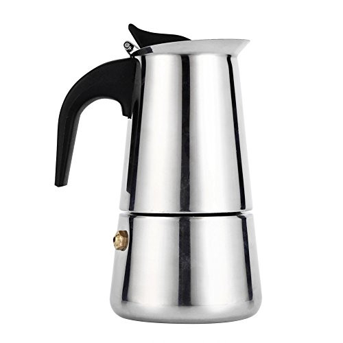 Stovetop Espresso Maker, Moka Pot Mocha Latte Coffee Maker Pot Percolator for Home Office, Stainless Steel -100ml-