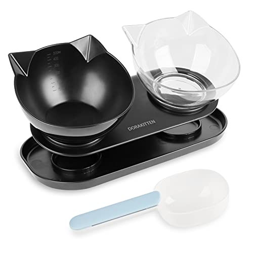 Dorakitten Elevated Cat Bowl - Cat Feeding and Watering Supplies 15 Tilted Double Pet Dishes with Stand Raised Cat Food Bowls Anti Vomiting Cat Bowl for Indoor Cats and Puppies Dorakitten Elevated Cat Bowl - Cat Feeding and Watering Supplies 15 Tilted Double Pet Dishes with Stand Raised Cat Food Bowls Anti Vomiting Cat Bowl for Indoor Cats and Puppies