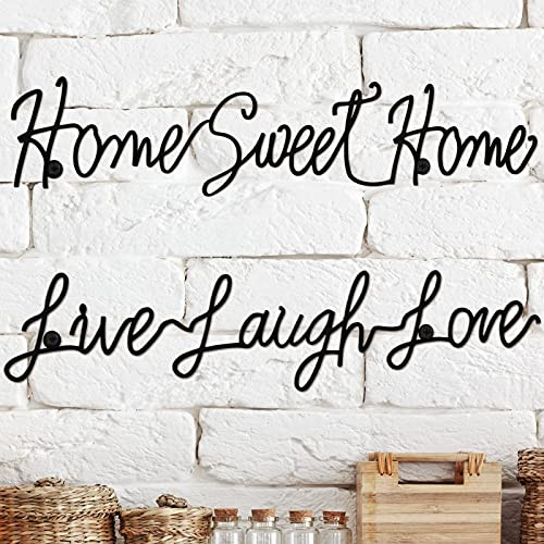 Yaocom 2 Pieces Home Metal Sweet Cutout Home Sign Live 3D Word Laugh Art Home Love Decor for Living Room Home Wall Decoration Supplies Modern Rustic or Vintage Farmhouse Style