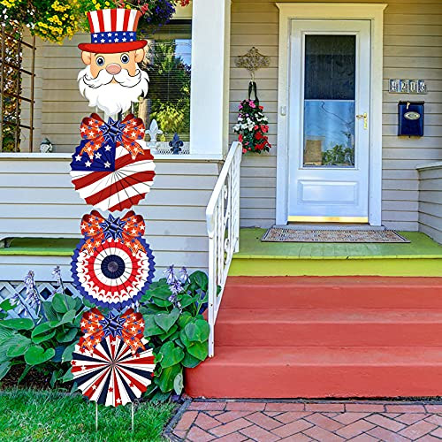 Jetec 4th of July Yard Sign Independence Day Patriotic Outdoor Pathway Decoration with Stake Waterproof Corrugated Lawn Sign Independence Day Party Supplies -4 Pieces-
