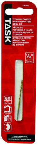 Task Tools T90116 Titanium-Coated HSS Drill Bit, 1/16-Inch