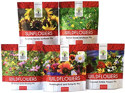 Bulk Wildflower Seeds Variety Pack - 5 Large Packets 5 Different Mixes - Over 1/4 Pound - More Than 30,000 Open Pollinated Seeds Bulk Wildflower Seeds Variety Pack - 5 Large Packets 5 Different Mixes - Over 1/4 Pound - More Than 30,000 Open Pollinated Seeds