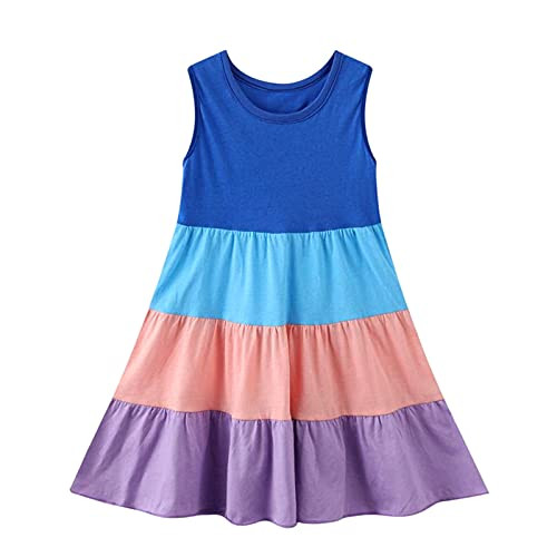 HILEELANG Girl Cotton Dress Summer Swing Tank Sleeveless Tiered Casual A-Line Twirly Playwear Sundress Size 8 HILEELANG Girl Cotton Dress Summer Swing Tank Sleeveless Tiered Casual A-Line Twirly Playwear Sundress Size 8