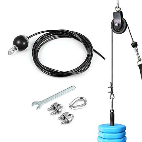 Magicfour Adjustable Pulley Cable, Gym Equipment Fitness Replacement Cable, Heavy Duty Steel Tricep Rope for Home Gym Pulley Cable Machine, LAT and Lift Pulley System Accessories