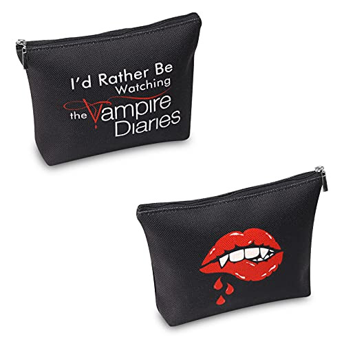 TSOTMO Vamp Diaries Inspired Gift I'd Rather Be Watching The Vamp Diaries Makeup Bag Vampire Fandom Gift -Vamp Bag-