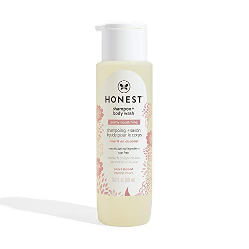The Honest Company Gently Nourishing Sweet Almond Shampoo  plus Body Wash, Tear Free Baby Shampoo  plus Body Wash, Naturally Derived Ingredients, sulfate  and  Paraben Free Baby Wash, 18 Fl. Oz