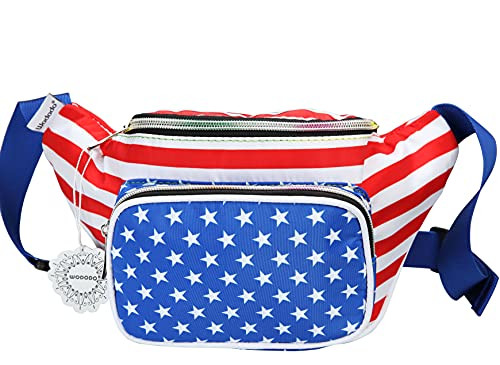 Patriotic Design American Crossbody Waist Bags, Stars and Stripes USA Fanny Packs, 4th of July -USA Flag-