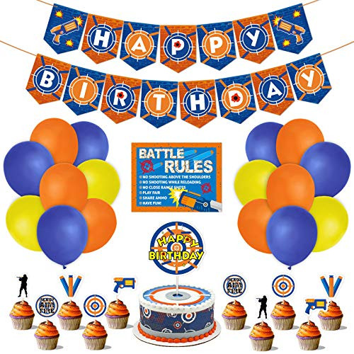 Dart War Party Supplies 53pcs Gun Theme Birthday Party Decorations Dart War Banner Balloons Boy's Birthday Party Themed Dart Battle Latex Balloons Cake Cupcake Topper Dart War Party Supplies 53pcs Gun Theme Birthday Party Decorations Dart War Banner Balloons Boy's Birthday Party Themed Dart Battle Latex Balloons Cake Cupcake Topper