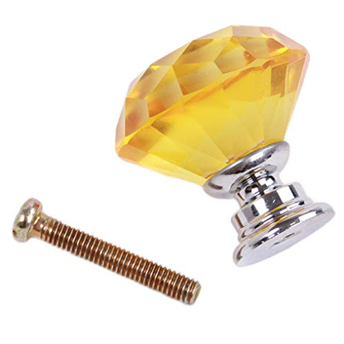 Timesuper Crystal Glass Door Knobs Cabinet Pulls Cupboard Handles Drawer Knobs Wardrobe Home Decoration,Yellow