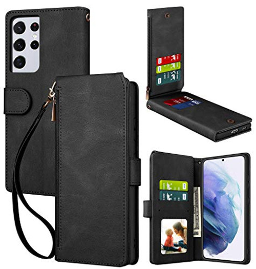 Galaxy S21 Ultra Wallet Case, PU Leather Credit Card Holder Folio Flip Case Magnetic 8 Card Slots Phone Wallet Case for Samsung Galaxy S21 Ultra 5G 6.8" -Black- Galaxy S21 Ultra Wallet Case, PU Leather Credit Card Holder Folio Flip Case Magnetic 8 Card Slots Phone Wallet Case for Samsung Galaxy S21 Ultra 5G 6.8" -Black-