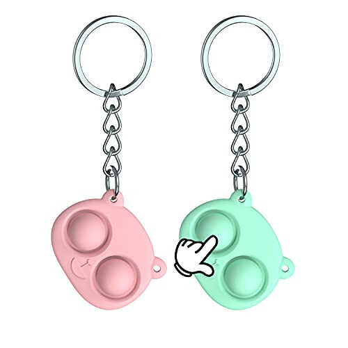 Sichy Mini Simple Dimple Fidget Sensory Toy Pop Bubbles Fidget It Keychain Stress Relief Hand Toys for Kids Adults Anxiety - Handheld Mini Fidget Toy Stress Relief Toy, 2pack